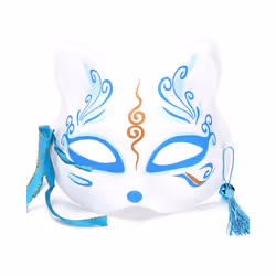 New Anime Foxes Mask Japanese Cosplay Rave Hand-Painted Cartoon Demon - Blue Unknown Fox