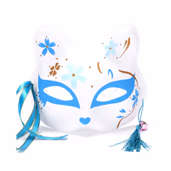 New Anime Foxes Mask Japanese Cosplay Rave Hand-Painted Cartoon Demon - Blue Petaled Fox