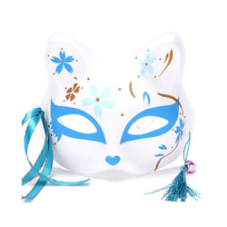 New Anime Foxes Mask Japanese Cosplay Rave Hand-Painted Cartoon Demon - Blue Petaled Fox