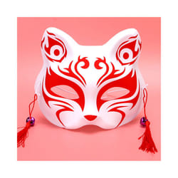 New Anime Foxes Mask Japanese Cosplay Rave Hand-Painted Cartoon Demon - Red 1
