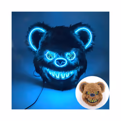 s Halloween Scary Long Ears Bloody Rabbit Black Brown Bear Disguise Mask - mask with light 06