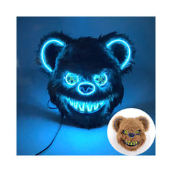 s Halloween Scary Long Ears Bloody Rabbit Black Brown  Bear Disguise Mask - mask with light 06