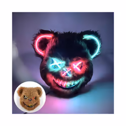 s Halloween Scary Long Ears Bloody Rabbit Black Brown  Bear Disguise Mask - mask with light 07