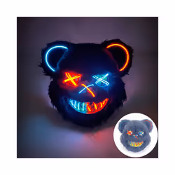 s Halloween Scary Long Ears Bloody Rabbit Black Brown Bear Disguise Mask - mask with light 17