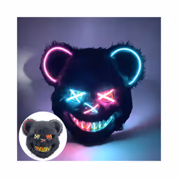 s Halloween Scary Long Ears Bloody Rabbit Black Brown Bear Disguise Mask - mask with light 16
