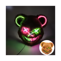 s Halloween Scary Long Ears Bloody Rabbit Black Brown  Bear Disguise Mask - mask with light 11