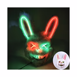 s Halloween Scary Long Ears Bloody Rabbit Black Brown Bear Disguise Mask - mask with light 03