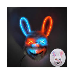 s Halloween Scary Long Ears Bloody Rabbit Black Brown  Bear Disguise Mask - mask with light 04
