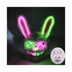 s Halloween Scary Long Ears Bloody Rabbit Black Brown Bear Disguise Mask - mask with light 02