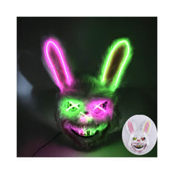 s Halloween Scary Long Ears Bloody Rabbit Black Brown  Bear Disguise Mask - mask with light 02