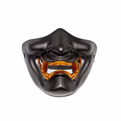 Ancient Japanese Monster Hannya Cosplay Mask Half Face Samurai Mask Halloween - grey