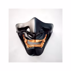 Ancient Japanese Monster Hannya Cosplay Mask Half Face Samurai Mask Halloween - black