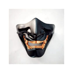 Ancient Japanese Monster Hannya Cosplay Mask Half Face Samurai Mask Halloween - black