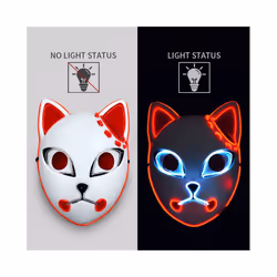Demon Slayer Glowing EL Wire Mask Anime Characters Cosplay Costume Accessories - red
