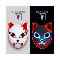 Demon Slayer Glowing EL Wire Mask Anime Characters Cosplay Costume Accessories - red