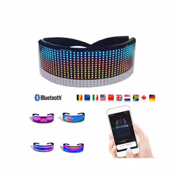Halloween LED Neon Glowing Mask RGB Full Color Face Changing Luminous - Glasses B
