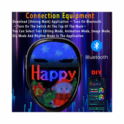 Halloween LED Neon Glowing Mask RGB Full Color Face Changing Luminous - Glasses A