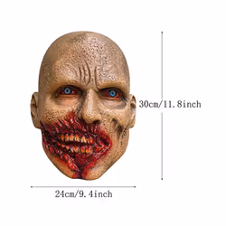 Halloween Bloody Crooked Mouth Masks Zombie Monster Vampire Latex Costume - no hair