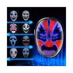 Festival Party Cosplay Mask with Programmable LED Lighted Gesture Face - 3 AA Battery power
