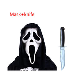 Adult Scream Costume With Latex Mask Halloween Cosplay Horror Ghost Face - Mask and knife