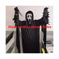 Adult Scream Costume With Latex Mask Halloween Cosplay Horror Ghost Face - Mask and Costume