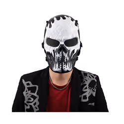 REikirc Full Face Airsoft Tactical Skull Mask with Ear Protection CS Halloween - Silver gray