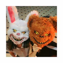 Halloween Horror Cosplay Decorative Prop Mask Bloody Rabbit Plush Bunny - Bear