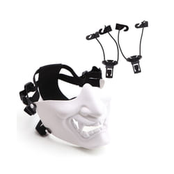 REikirc Tactical Airsoft Half Face Demon Samurai Mask BB Gun Military - White
