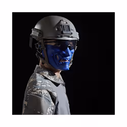 REikirc Tactical Airsoft Half Face Demon Samurai Mask BB Gun Military - White