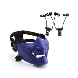 REikirc Tactical Airsoft Half Face Demon Samurai Mask BB Gun Military - deep blue