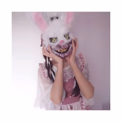 Bloody Plush Bunny Mask Halloween Ghost Festival Mask Realistic Bloody - Rabbit