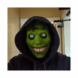 Halloween Creepy Smile Horror Mask Adult Half "Exorcist" Green White Demon - White Exorcist