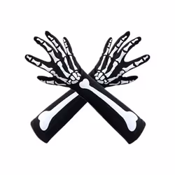 Halloween White Skeleton Gloves and Skull Face Mask for Adult Horror Costume - 3