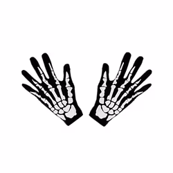 Halloween White Skeleton Gloves and Skull Face Mask for Adult Horror Costume - 2
