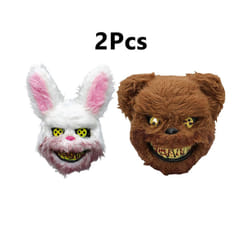 Plush Rabbit Masks Bloody Horror Head Cover Bear Cosplay Mask Dance Prom - Rabbit Bear