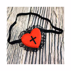 Gothic Eyepatch Red Heart Black Cross Eyepatch Cosplay Masks Eye Patch - A