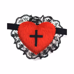 Gothic Eyepatch Red Heart Black Cross Eyepatch Cosplay Masks Eye Patch - A