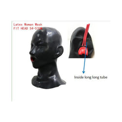 Hot 3D latex human hood mask closed eyes fetish hood with red mouth sheath - woman long tube
