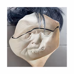 Scary Old Witch Mask Latex with Hair Halloween Fancy Dress Grimace Party - a