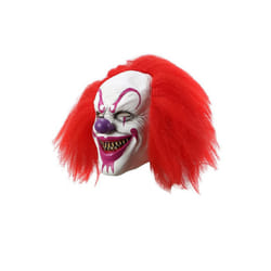 Red Hair Clown Mask Halloween Party Red Eye Latex Headgear Terror Costume - Red