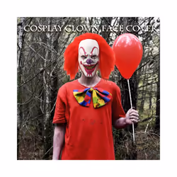 Red Hair Clown Mask Halloween Party Red Eye Latex Headgear Terror Costume - Red