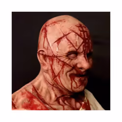 New Bald Blood Scar Mask Horror Bloody Headgear 3d Realistic Human Face - MR