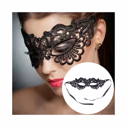 Women Hollow Lace Masquerade Face Mask Princess Prom Party Props Costume - Black
