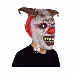 Horror Halloween Clown Mask Scary Cosplay Full Face Latex Mask with Bells - A