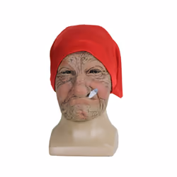 Halloween Smoking Old Grandmother Mask Realistic Latex Masks Costume - A