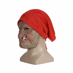 Halloween Smoking Old Grandmother Mask Realistic Latex Masks Costume - A