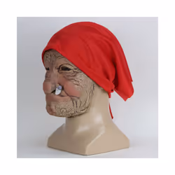 Smoke Grandma Realistic Old Women Face Mask Halloween Horrible Latex Mask - A