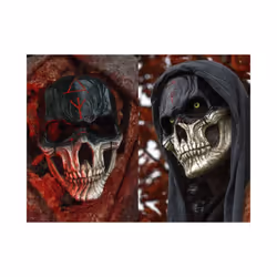 Game Bloody Warrior Skull Mask Halloween Horror Skull Mask Festival Adult - A