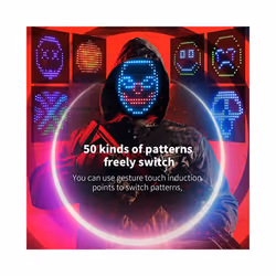 50 Patterns Led Light-up Mask Gesture Control Face Changing, Cosplay Accessories - LED MASK