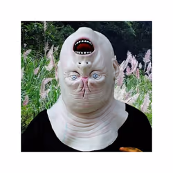 Halloween Reverse Old Man's Head Mask Horror Zombie Latex Bloody Scary - Inverted head mask